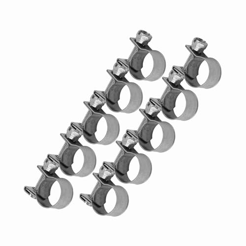 10pcs Stainless Steel Hose Clamps – Adjustable 6-20mm Fuel Line Pipe Clips for Air, Water, Silicone & Fuel Hoses (11-13Mm) - size: 11-13Mm