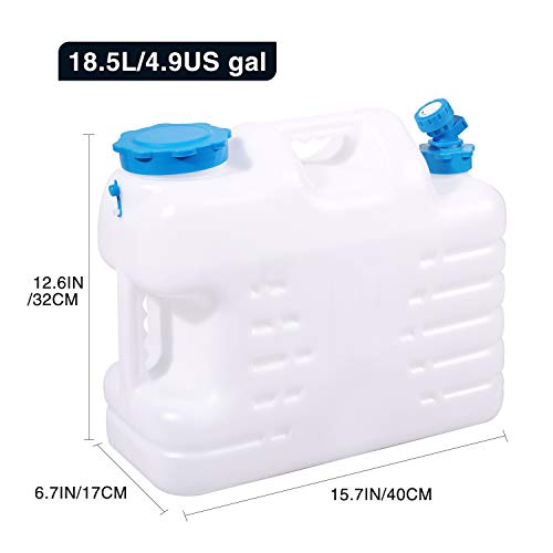 5 Gallon/18.5L Water Container with Spigot, Portable BPA Free Water Jug, Multifunction Water Tank for Camping Outdoor Hiking Picnic Supplies, Emergency Stroage - size: 5 gal
