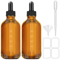 Bumobum 2 Pack 4 oz Amber Dropper Bottles, Tincture Bottles with Dropper, Glass Serum Bottle with Dropper for Essential Oils with Funnel, Labels & Pipette(Unbreakable Plastic Eye Dropper) - color: Amber