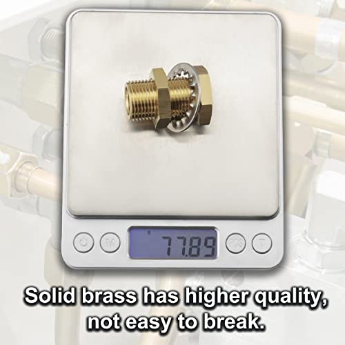 CheeMuii 4 pcs 1/4 Bulkhead Brass Pipe Fitting Anchor Coupling Bulkhead Tank Fitting 1/4" Bulkhead Tank Fitting Frame Hose Connector