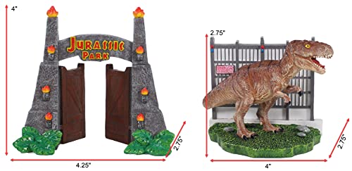 Penn-Plax Jurassic Park Officially Licensed 2-Piece Aquarium Ornament Bundle – Includes T-Rex and Park Gate Decorations – Small - style: 2-Piece Bundle