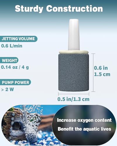 Pawfly Aquarium 0.6 Inch Air Stone Cylinder Bubble Diffuser Release Tool for Nano Air Pumps Small Buckets and Fish Tanks, 12 Pack