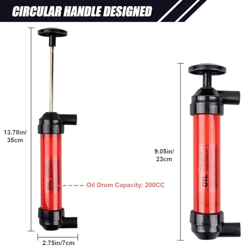 Siphon Pump 200cc Fluid Transfer Pump(2nd Generation), Fuel Transfer Hand Pump Kit for Gas, Oil, Water and Liquids, Efficient and Lightweight