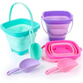 Shindel 3 PCS Collapsible Bucket Set, Foldable Beach Buckets with Shovels, Travel Sand Toys for Kids Outdoor, Beach Vacation Essentials, Camping Traveling, Fun Summer Activities