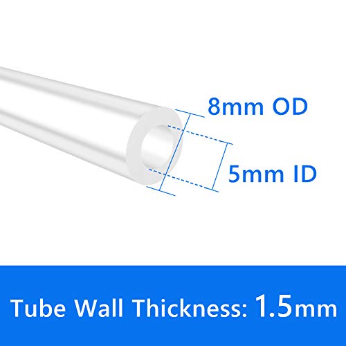 Quickun Pure Silicone Tubing, 5mm ID x 8mm OD High Temp Food Grade Tube Pure Silicone Hose Tube for Home Brewing, Beer Line, Kegerator, Wine Making, Aquaponics, Air Hose by Proper Pour (3.28 Ft) - size: 5mmx8mm, style: 3.28Ft (1meter)