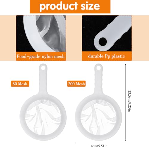Ouligay 2 PCS Brine Shrimp Net Sieve Baby, Food Filter Strainer, Fish Net Aquarium 80 Mesh 200 Mesh Sieve for Filter Shrimp Hatchery Fry Brine Eggs for Hatching Baby Fish Separator