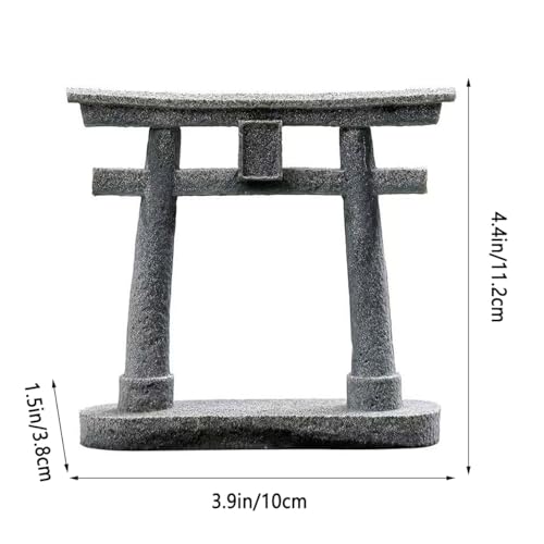 livelyfish Japanese Shinto Torii Gate Statue Asian Fish Tank Decor Sandstone Pagoda Figurines for Aquarium Decoration, L - size: Large