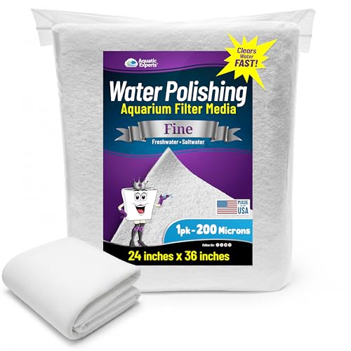 Aquatic Experts Aquarium Polishing Filter Pad, Water Polishing Pad for Aquarium Filters, Filter Floss for Fish Tank Filters, (200 Micron, 24" x 36" - 1 Pack) - size: 24" x 36" - 1 pack