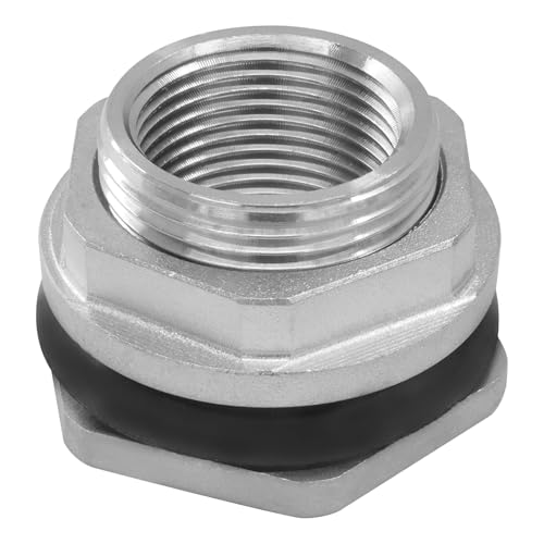 Murtenze 3/4" Bulkhead Water Tank Connector, Stainless Steel Water Tank Fitting Thru-bulk Adapter, Water Pipe Connector for Rain Barrels/Aquariums/Water Tanks - size: 0.75 Inch