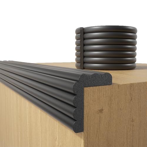 Baby Proofing Wall Corner Protector,Edge Guard Corner Protector,6.56ft Thinken Soft Corner Protectors Pre-Taped Soft Rubber Foam Edge Cushion for Furniture (Black, 6.56Ft x 5.9" W x 0.47" Th) - color: Black, size: 6.56Ft x 5.9"W x 0.47"Th