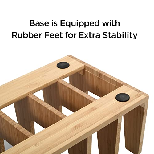 MobileVision Bamboo Pot Lid Holder Organizer for Storage in Cabinets or Kitchen Countertops and Cupboards