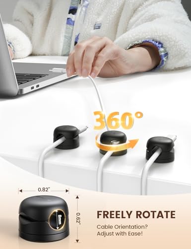 Lamicall 12Pack Rotatable Cord Organizer, Desk Office Nightstand Accessories - Cable Management Clips, Desk Phone Charger Holder Gadgets, Wire Organizer Keeper Home Workspace Dorm Organizers - size: 12Pack - Rotatable