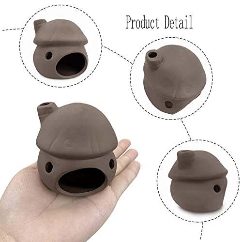 Ceramic Mushroom House Aquarium Decorations, Cichlid Caves Gold Fish House for Betta Goldfishes Cichlid to Rest, Breed, Hiding, Fish Tank Accessories - Brown - color: Brown