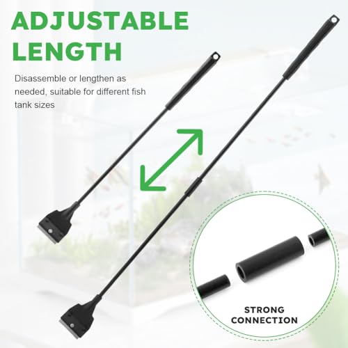 Fish Tank Scraper Cleaner, 21" Handheld Aquarium Cleaning Tool Length Adjustable Scraper Brushes Set for Fish Ree-f Plant Glass Tank (Color:Black)