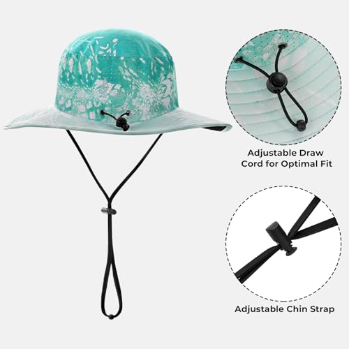 KastKing Sol Armis UPF 50 Boonie Hat - Sun Protection Hat, Fishing Hat, Beach & Hiking Hat, Paddling - color: P: Prym1 Turquoise Fizz Fade, size: Laser-vented Design