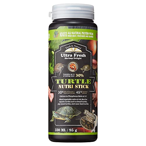 Ultra Fresh - Turtle Nutri Stick, Wild Sword Prawn, Calcium & Vitamin D Enriched Aquatic Turtle Food with Probiotics for Picky Turtles, Made from All Natural Ingredients 3.35 oz - size: 3.35 Ounce (Pack of 1)