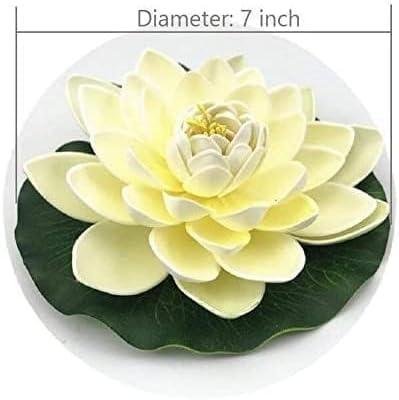 2Pcs Artificial Floating Foam Lotus Flowers White with Water Lily Pad Ornaments,for Patio Koi Pond Pool Aquarium Home Garden Wedding Party Holiday Decoration Water Gardens and Ponds