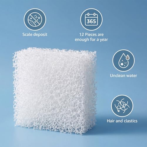 12 Pcs Cat Water Fountain Filter Sponge for 2L Pet Water Fountain Replacement Pre-Filter Sponge for Dog Cat (White Block)