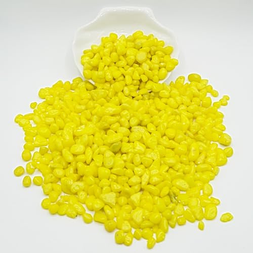 Yellow Pebbles for Crafts, 0.9 Pound Natural Polished Aquarium Gravel, Decorative Pebbles for Indoor Plants, Turtle Tank, Vase, Succulents Cactus, Garden Landscaping - color: Yellow