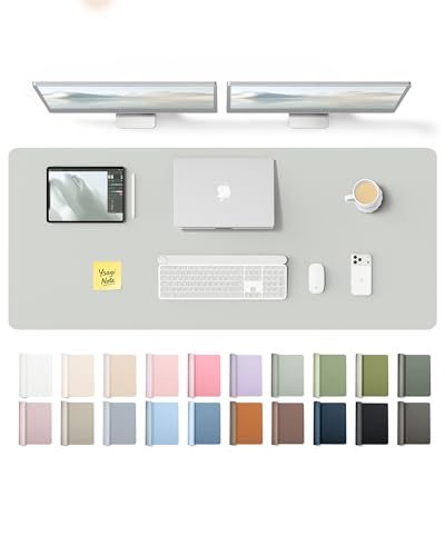 YSAGi Leather Desk Pad Protector, Office Desk Mat, Large Mouse Pad, Non-Slip PU Leather Desk Blotter, Laptop Desk Pad, Waterproof Desk Writing Pad for Office and Home (Light Grey,55" x 17.2") - color: Light Grey, size: 55" x 17.2"