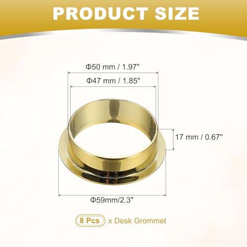 M METERXITY 8-Pack Desk Grommet, 2.3 Inch 59mm Plastic Desktop Cable Hole Cover Plastic Grommet for Home/Office Desktop Wire Organizer [Gold] - color: Gold, size: 2.3"