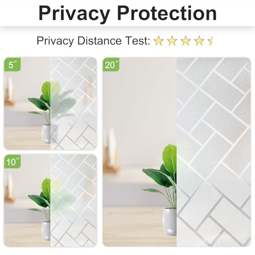 MAGIDEKOR Window Privacy Film with 3 Installation Tools, Frosted Glass Window Film,Static Clings UV Blocking Reusable Decorative Window Film for Bathroom Home Office,Rectangle,17.5 Inch X 6.5 Feet - color: Rectangles, size: 17.5 Inch X 6.5 Feet