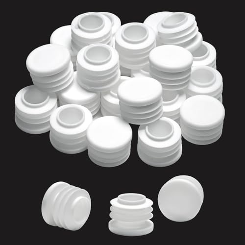 EASYEAH 3/4" (19mm) Plastic Hole Plugs White -Round Chair Leg Caps, Flush Mount Pipe Plugs, Tubing End Caps for Metal&Wood Legs Tube, Outdoor Furniture Feet caps & Table Plastic Plugs, 24 PCS - color: White, size: 24 PCS,3/4"