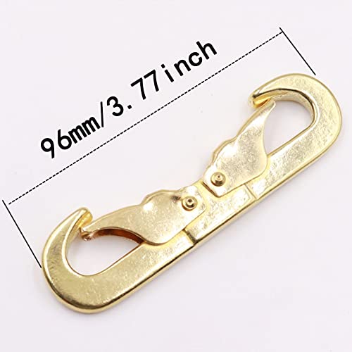 Heavy Duty Brass Double Ended Snap Hooks (2-Pack), Trigger Snaps Clips for Dog Leash, Keychain, Horse Tack, Aquarium Lid, Fence Latch & More