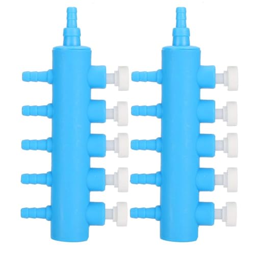 Fishtank Air Splitter, 2pcs Aquarium Air Flowing Control Lever Valve Pipe Distributor Aquarium Oxygen Pump Adapter Accessory Air Flow Splitter Pump Lever Control Valve for Aquarium Fish Tank(5 Way)