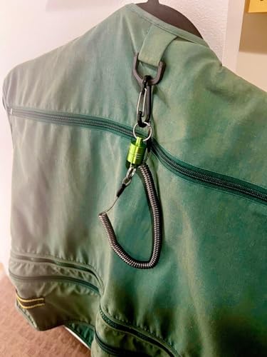 GOODCAT Strongest Magnetic Fly Fishing Net Release - Retractable Coiled Lanyard with Carabiner, Magnet Keychain Clip Retractor - color: A:Green
