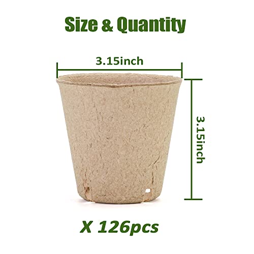 YESIACE Peat Pot, 126 Packs 3.15 Inch Seed Starting Pots with Drainage Holes Round Nursery Pot, Biodegradable Round Plant Seed Starter Peat Pots Germination Seedling Trays - size: 3.15 inch Round