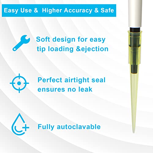 ONiLAB Pipette Tips 200 UL 1000 PCS Clear Yellow Laboratory Universal Plastic Liquid Pipettor Tips Polypropylene (PP) Autoclavable, 200uL(1000PCS) - size: 200uL(1000PCS)