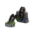 Aquarium Ornament - Water Wheel Bridge Statue, Chinese Potted Plant Simulation Decoration, Fish Tank Accessory, Sturdy Resin Material for Freshwater and Saltwater Tanks 7.09x5.91x4.72 Inches