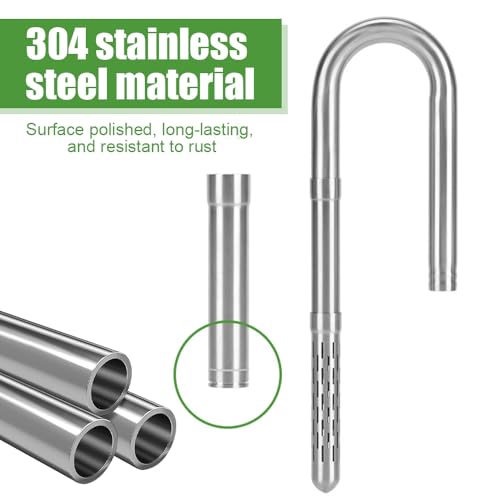 Inflow & Outflow Lily Pipe, Stainless Steel Aquarium Filter Pipes with 2Pcs Pipe Holders for 4.7"/6.3"/7.9" Hoses, Available Extension Pipes - size: Extension Pipe, Fits 12mm Hose