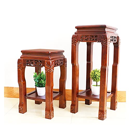 Wooden Display Stand Square Flower Stand Bonsai Table Antique Coffee Table Fish Tank Rack Base Odd Stone Frame Flower Stool Garden Plant Stand Display Stand (Size : Large) ( )