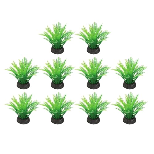 uxcell Aquarium Artificial Plants, 10 Pcs Fish Tank Plants Decorations Accessories Aquatic Ornaments Decor Water Grass, Green (Coco Leaves) - color: Green