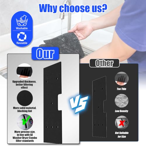 7 Pcs Dryer Vent Cleaner Kit for GE Washer Dryer Combo,Thickened WH01X35719 Lint Filter replacement with dryer vent brush, Dryer Vent Vacuum Hose Attachment,Models: PFQ97HSPVDS