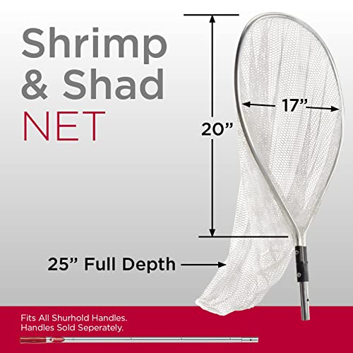 Shurhold 1825 Shrimp and Shad Dip Net Durable Fishing Net with Strong Handle for Bait and Small Fish - 17" x 20" x 30"