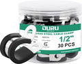 OURU 1/2-Inch Stainless Steel Rubber Coated Pipe & Wire Clamps (30pcs, Black, 13mm) - size: 30pcs - 1/2"