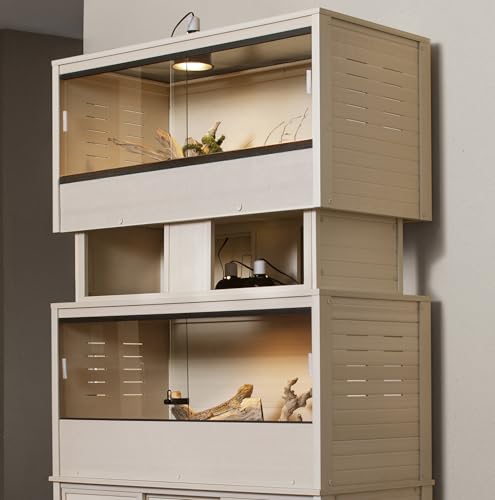 New Age Pet ECOFLEX Two Large Reptile Enclosures with Matching Stacker Combo Set in Maple - color: Maple, size: Large