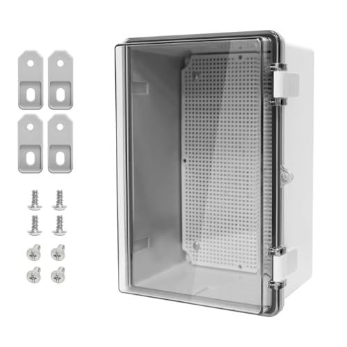 ABS Plastic Dustproof Waterproof IP65 Junction Box Hinged Shell Universal Electrical Project Enclosure Gray, with PC Transparent Clear Cover 11.4 x 7.5 x 5.5inch(290 x190 x140mm) - size: 11.4" x 7.5" x 5.5"