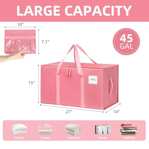 Moving Bags Heavy Duty Bubblegum Pink – Large Packing Bags for Moving, Extra Large Storage Totes with Zippers and Handles - color: Bubblegum Pink