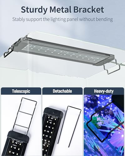 Pawfly 14W Aquarium LED Light for 18 to 24 Inch Extendable Fish Tank Light with Full Spectrum Brilliant White Blue Red Lights with Daytime & Night Modes Timer Auto On/Off Adjustable Brightness - color: Basic with Timer, size: 18"-24"
