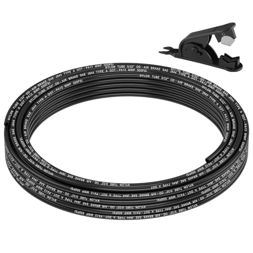 35FT 5/32 DOT Air Line SAE J844 PA12 Nylon Air Hose with Cutter 5/32” OD Pneumatic Tubing DOT Approved 5/32 Air Brake Hose for Air Suspension Kit Truck Trailer Brake System & Fluid Transfer 11m - size: 5/32" OD 35FT