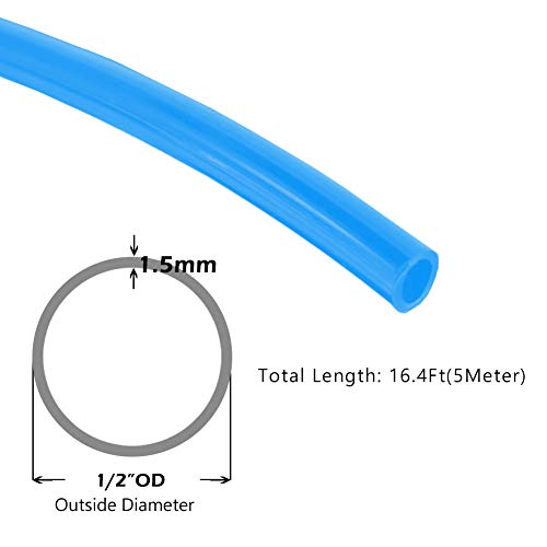Beduan Pneumatic Nylon Tube 1/2"od SAEJ844 Air Line Nylon Hose Tubing for Air Brake System or Fluid Transfer（16.4ft 5Meter） - color: Blue, size: 1/2"OD 16.4FT