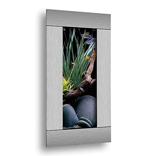 Aussie Aquariums 3.0 Wall Mounted Fish Tank Kit with LED Lighting, Built-in Filter System, Modern Space-Saving Design, Complete Accessories Set (Stainless Steel, Verticali) - color: Stainless Steel, size: Verticali