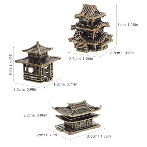 iplusmile 3Pcs Tiny Brass Pagoda Model Zen Garden Decor Miniature Asian Ornament for Aquarium Terrarium Indoor Outdoor Decoration