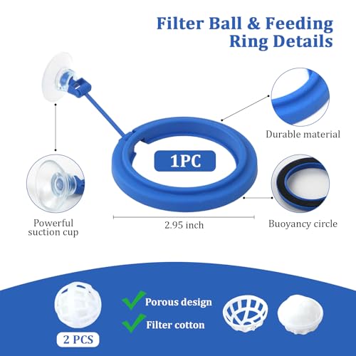 Turtle Brush with Filter Ball & Feeding Ring, Suction Cup Turtle Tank Decorations, Securely Adheres to The Surface of Water Tanks, for Remove Dirt from The Turtle's Back and Belly