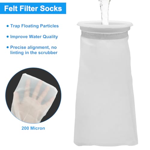 4 Pack 4 Inch Aquarium Filter Bags, Nylon Mesh Filter Socks, 200 Micron Felt Filtration, 4 Inch Ring by 10 Inch Long - size: 10''x4'' (200 Micron)