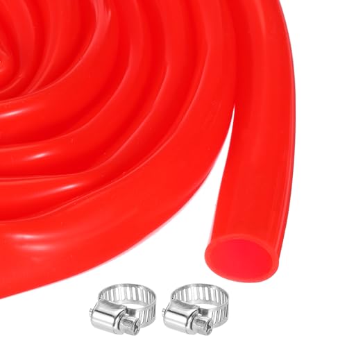 MECCANIXITY 3.3ft Silicone Rubber Tubing 5/8" ID 3/4" OD Plastic Tube Flexible Air Hose for Brewing, Wine Making, Pump Siphon, 15.9mm x 19mm, with 2pcs Clamps, Red - color: Red, size: 5/8" x 3/4"